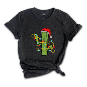 Cute Christmas Cactus Lights T-Shirt, Cactus Christmas Tree Tee, Christmas Reunion Shirt, Christmas Costume, Gardener Tee