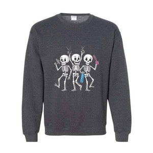 Hairstylist Skeleton Sweatshirt, Spooky Hair Salon , Cosmetology School Student Tee, Hairdresser