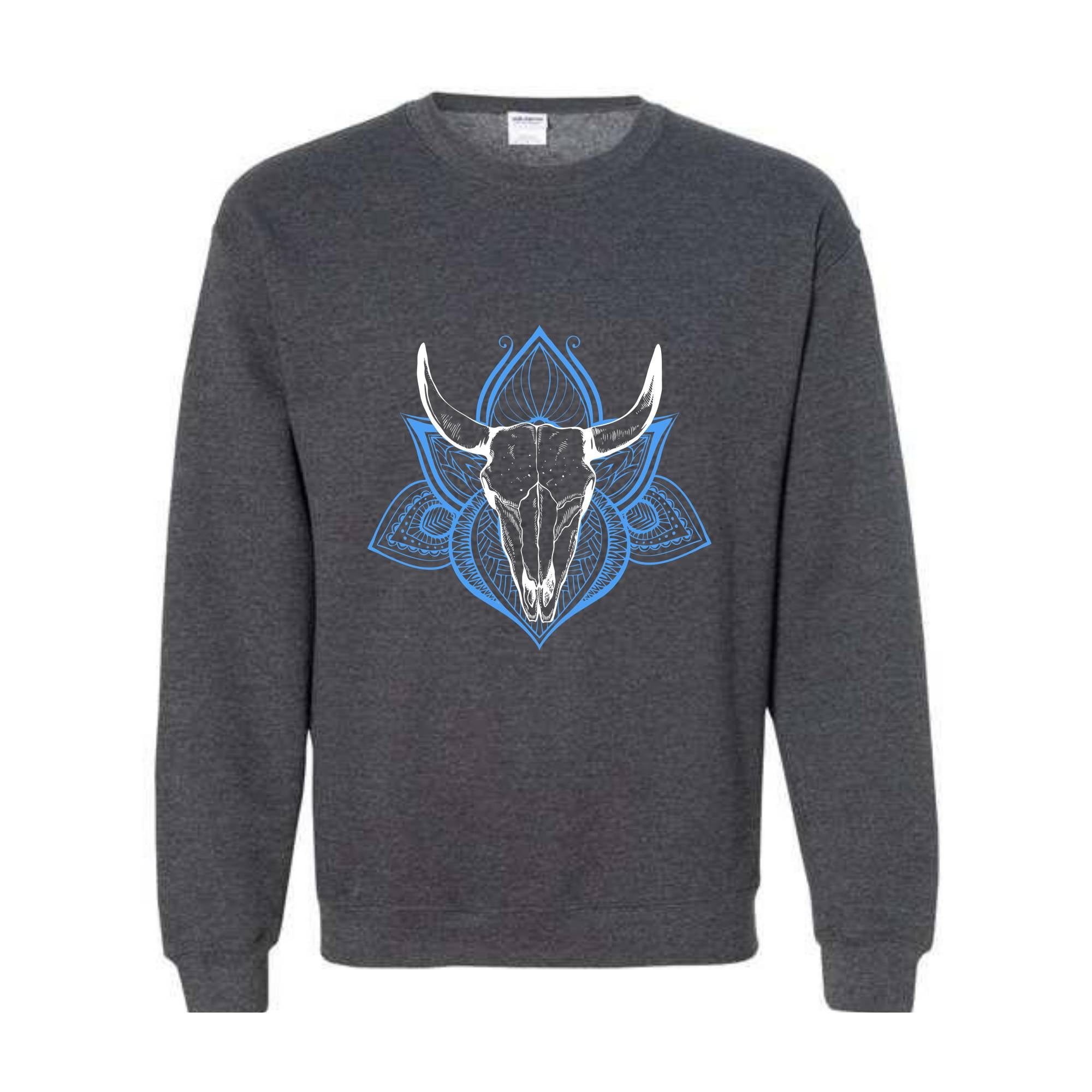 Boho Bull Skull Sweatshirt, Women's Country Sweatshirt, Wallen Sweatshirt, Cowboy Rodeo Sweater, Cowgirl Sweatshirt