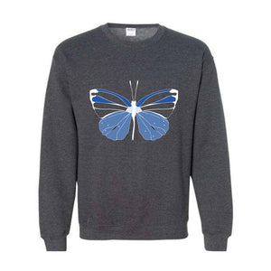 Blue Butterfly Sweatshirt, Butterfly Lover Sweatshirt, Butterfly Hoodie, Butterflies Sweater, Blue Lover Gift, Woman Butterfly Sweatshirt