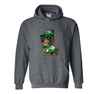 St Patrick's Day Dog Sweatshirt, Irish Hoodie, St Paddy's Day Hoodie, Patrick's Hoodie, Dog Mom Hoodie, Dachshund Dog Hoodie