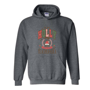 In My Holly Jolly Teacher Era Sweatshirt, Merry Teacher Sweatshirt, Teacher Holiday Sweater, Teacher Xmas Gifts