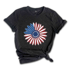 America Sunflower T-Shirt, USA Flag Flower T-Shirt, Gift For American, Freedom T-Shirt, Independence Shirt