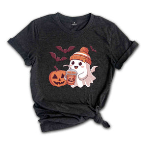 Cute Ghost Halloween Shirt, Fall Coffee Shirt, Mom Shirt, Little Ghost Juice Shirt, Ghost coffee Shirt, Cute Ghost Drinking Shirt