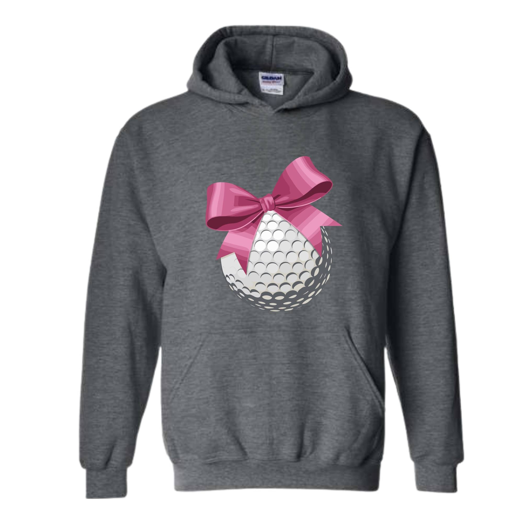 Golf Ball and Bow Sweatshirt, Golfer Mom Hoodie, Coquette Hoodie, Pink Girly Hoodie, Cute Mom Hoodie, Golf Hoodie, Dad Hoodie