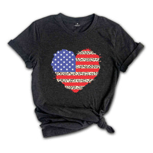 American Flag Leopard Shirt, American Flag Heart Shirt, Patriotic Shirt, USA Shirt, 4th Of July Shirt, July 4th Shirt, The US Flag Shirt