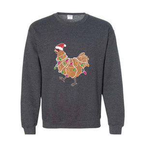 Chicken Christmas Lights Sweatshirt, Animal Christmas Sweatshirt, Farm Christmas Sweatshirt, Funny Chicken Lover, Women Chicken Hoodie