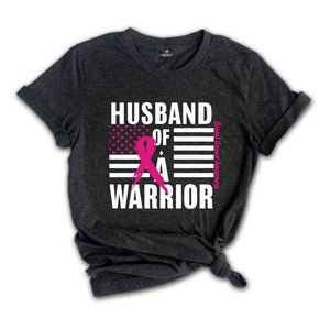 Breast Cancer Awareness Vneck TShirt, USA Flag Graphic Tees, Cancer Support Gift, Fighter Clothing, Gift for Her, Husband Of A Warrior Shirt