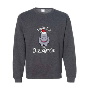 I Want A Hippopotamus For Christmas Sweatshirt, Christmas Hippo Sweatshirt, Christmas Kids Sweatshirt, Funny Christmas Gift