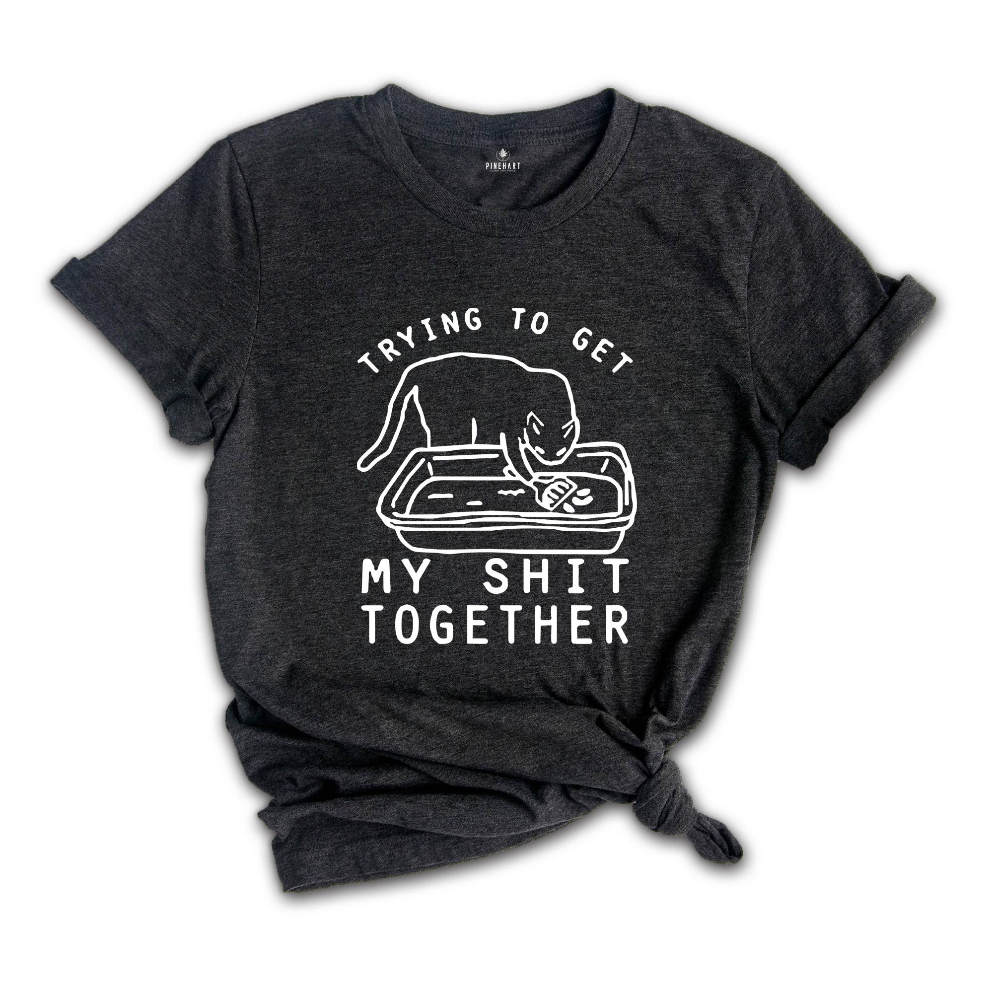 Trying To Get My Shit Together Shirt, Adult Humor, Cat Poop Shirt, Humorous Cat Shirt, Funny Cat Tee, Cat Lover Gift, Gift For Messy People