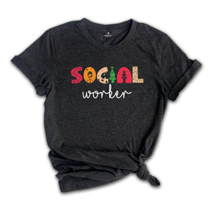 Social Worker Christmas T-Shirt, School Social Worker Gifts, Holiday Social Worker Xmas Gifts, Therapist Shirts