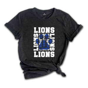 Stacked Lions Paw, Lions Mascot Shirt, Lions Lover Shirt, Lions Cheer Tee, School Spirit Shirt, Lions School Team Shirt,