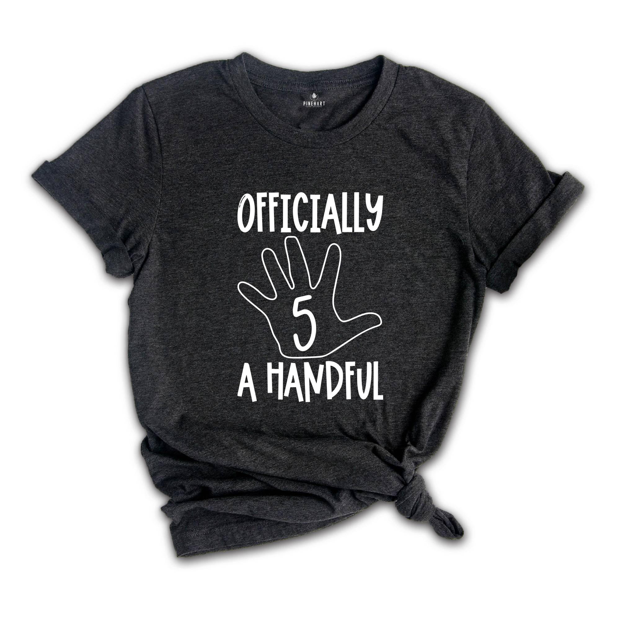 Officially A Handful T-shirt, 5th Birthday Matching Shirts, Fifth Birthday Gift, Fifth Birthday Party Tee, Cute Birthday Gift