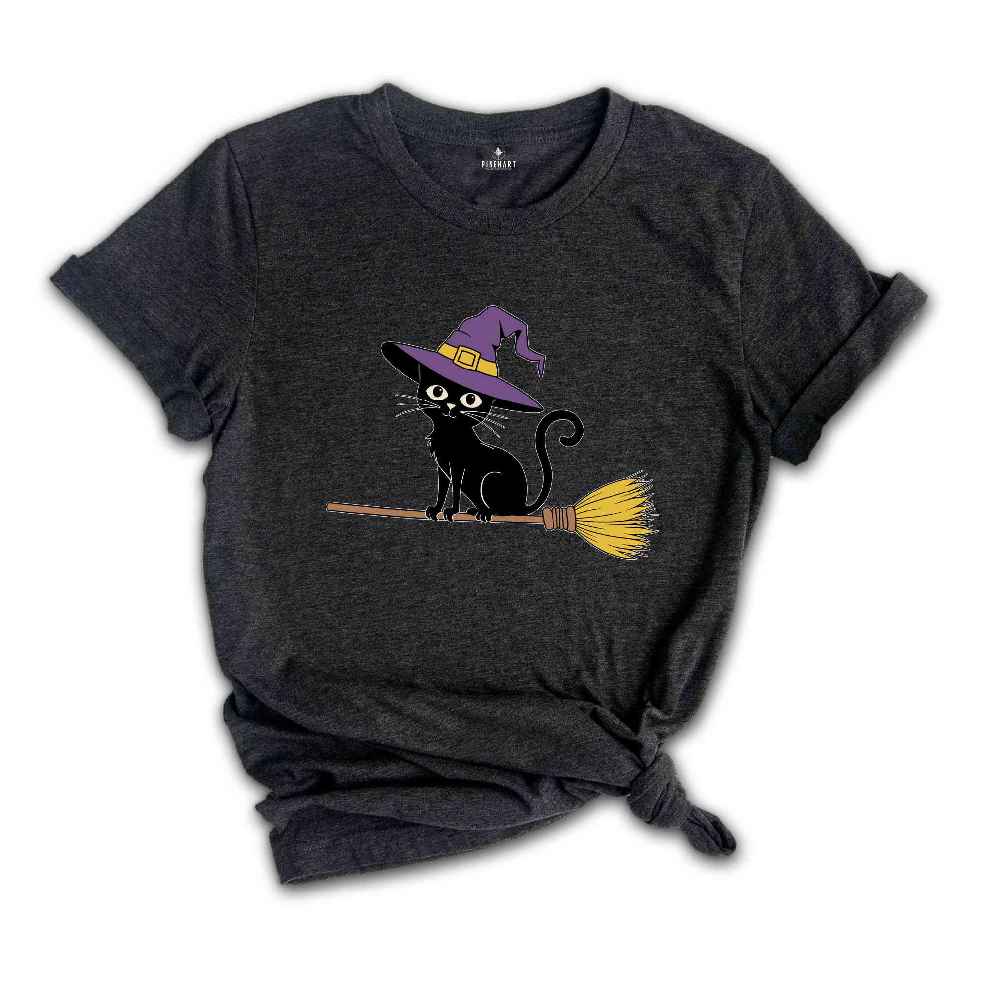 Black Cat Halloween Shirt, Witch Cat Shirt, Halloween Shirt, Gift For Halloween, Halloween Cat Shirt, Funny Cat Shirt, Cat Lovers Shirt