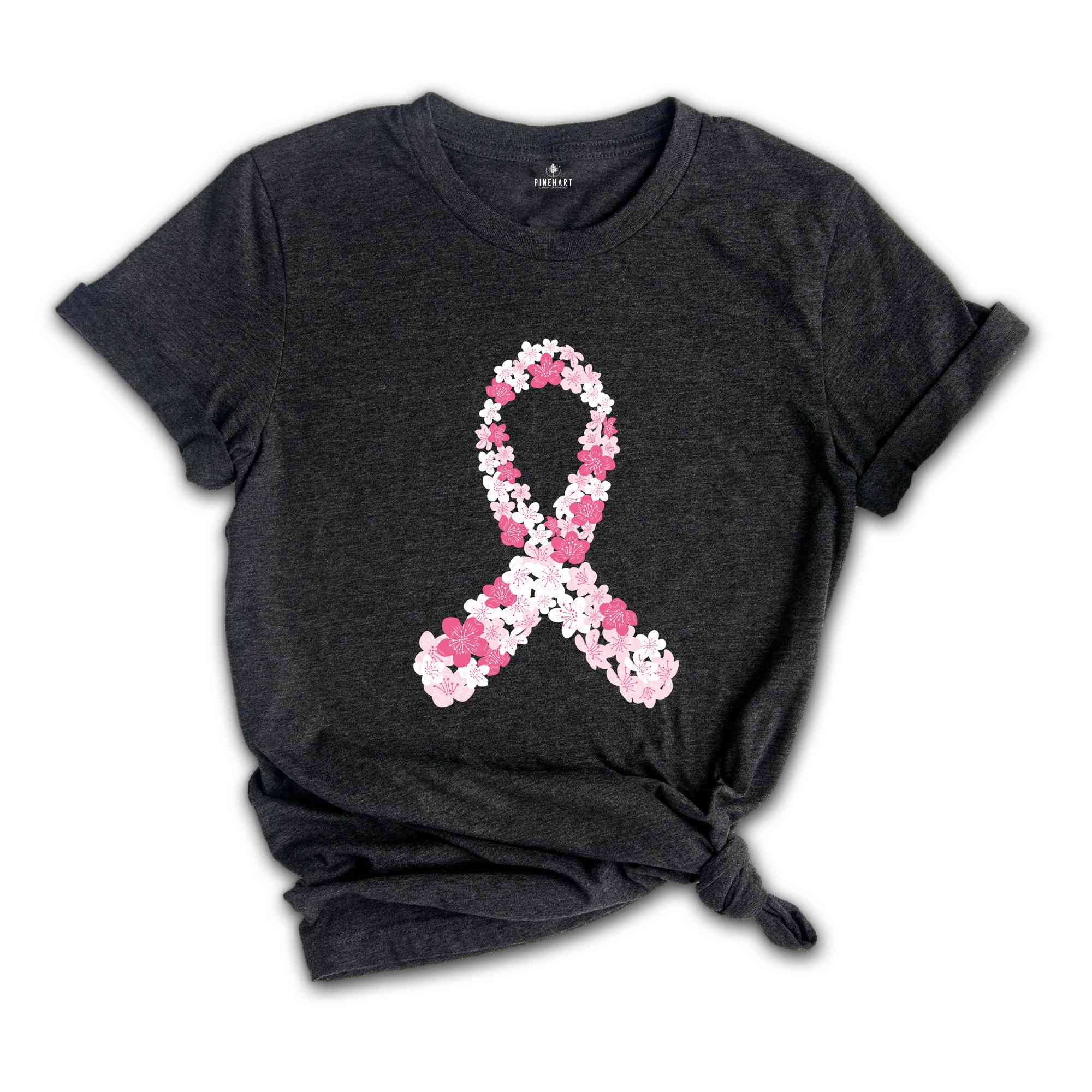 Japanese Sakura Breast Cancer Ribbon Shirt, Breast Cancer Warrior Shirt, Pink Ribbon Shirt, Floral Cancer Shirt, Fuck Cancer Shirt