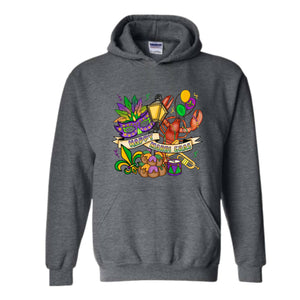 Mardi Gras Theme Sweatshirt, Festival Ready Hoodie, Colorful Carnival Sweater, Party Wear, Mardi Gift