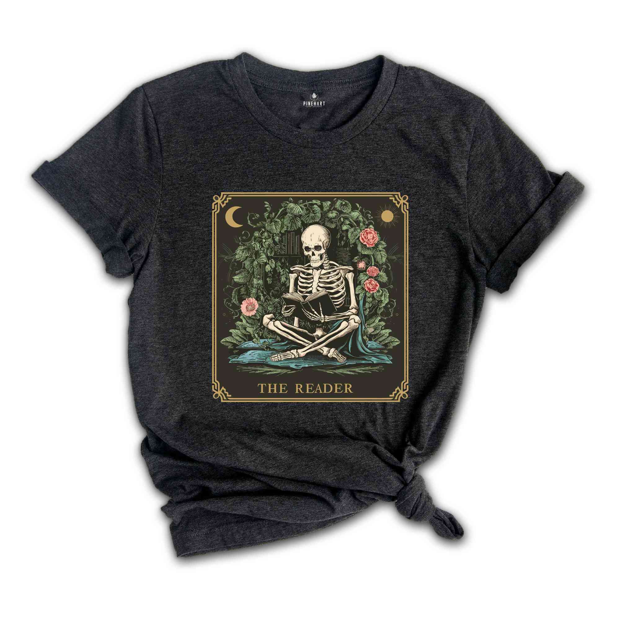 The Reader Tarot Card Shirt, Skeleton Reading Shirt, Tarot Card Shirt, Book Lover Gift, Bookish Gift,Tarot Lover Gift