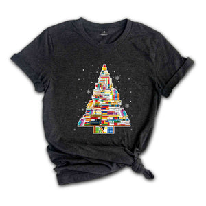 Christmas Tree Made of Books Shirt, Book Lovers Christmas, Bookworm Xmas Shirt, Gift for Book Lover, Book Tree Shirt