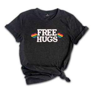 Free Hugs Rainbow Heart Shirt, Pride Month Shirt, Rainbow Heart Shirt, Hug T-shirt, LGBT Hug Tshirt, Rainbow Flag Heart Tee