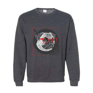 English Bulldog Sweatshirt, Hipster Bulldog Dog Hoodie, Glasses Nerdy Dog Sweatshirts, Dog Sweater, Bulldog Mom Gift