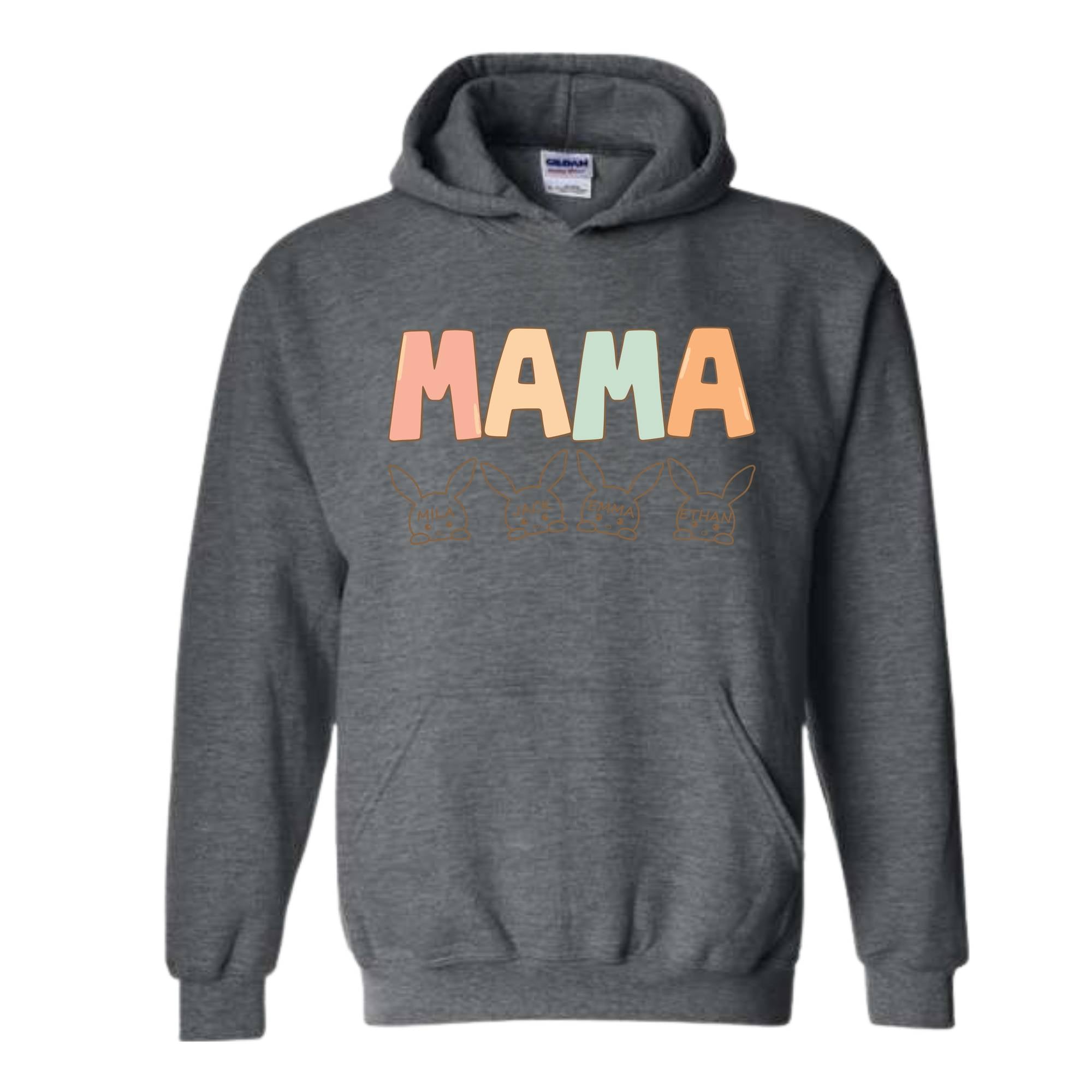 Custom Mama Easter Hoodie , Mama Hoodie With Kids Names, Happy Easter Hoodie , Personalized Easter Day Hoodie