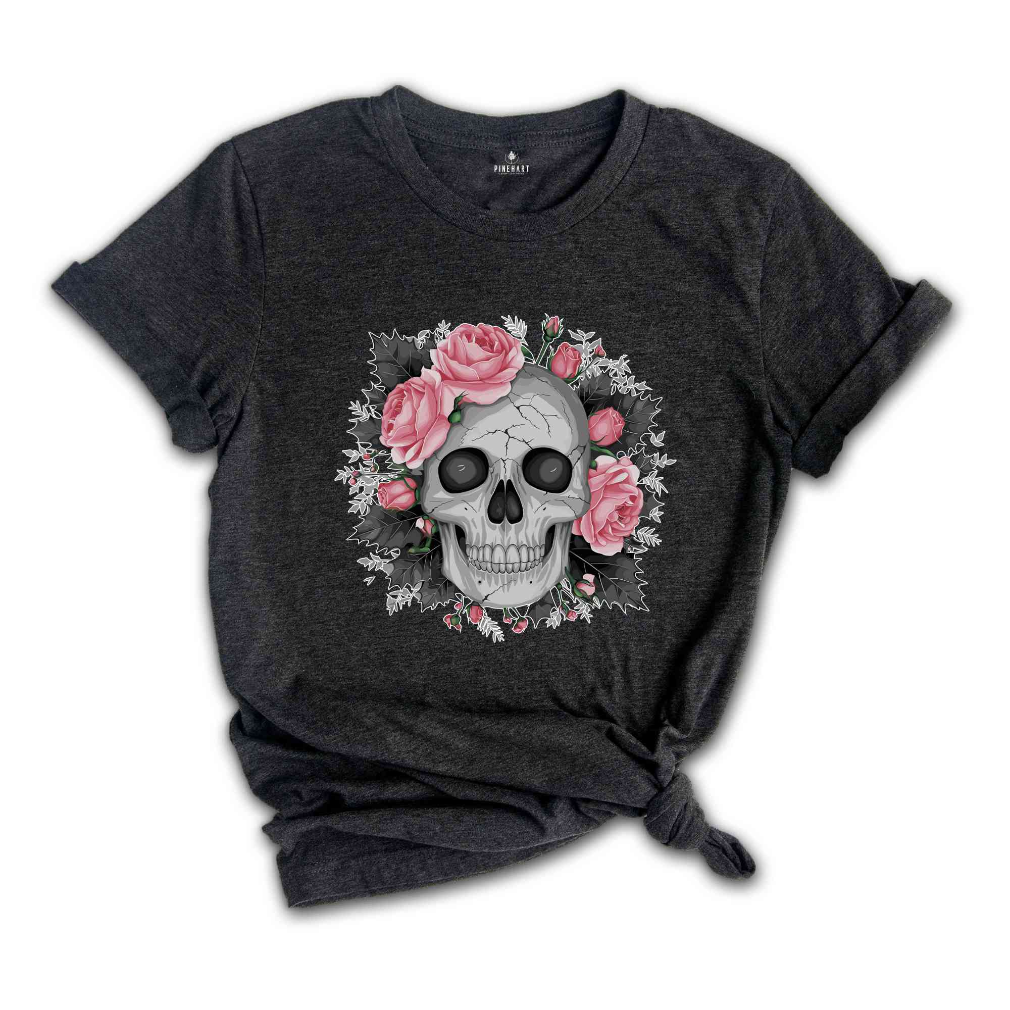 Skeleton shirt, Flowers shirt, Vintage Mom Shirt, Halloween shirt, Halloween Funny Shirt, Spooky Shirt, Pink Roses Shirt, Ghost Shirt