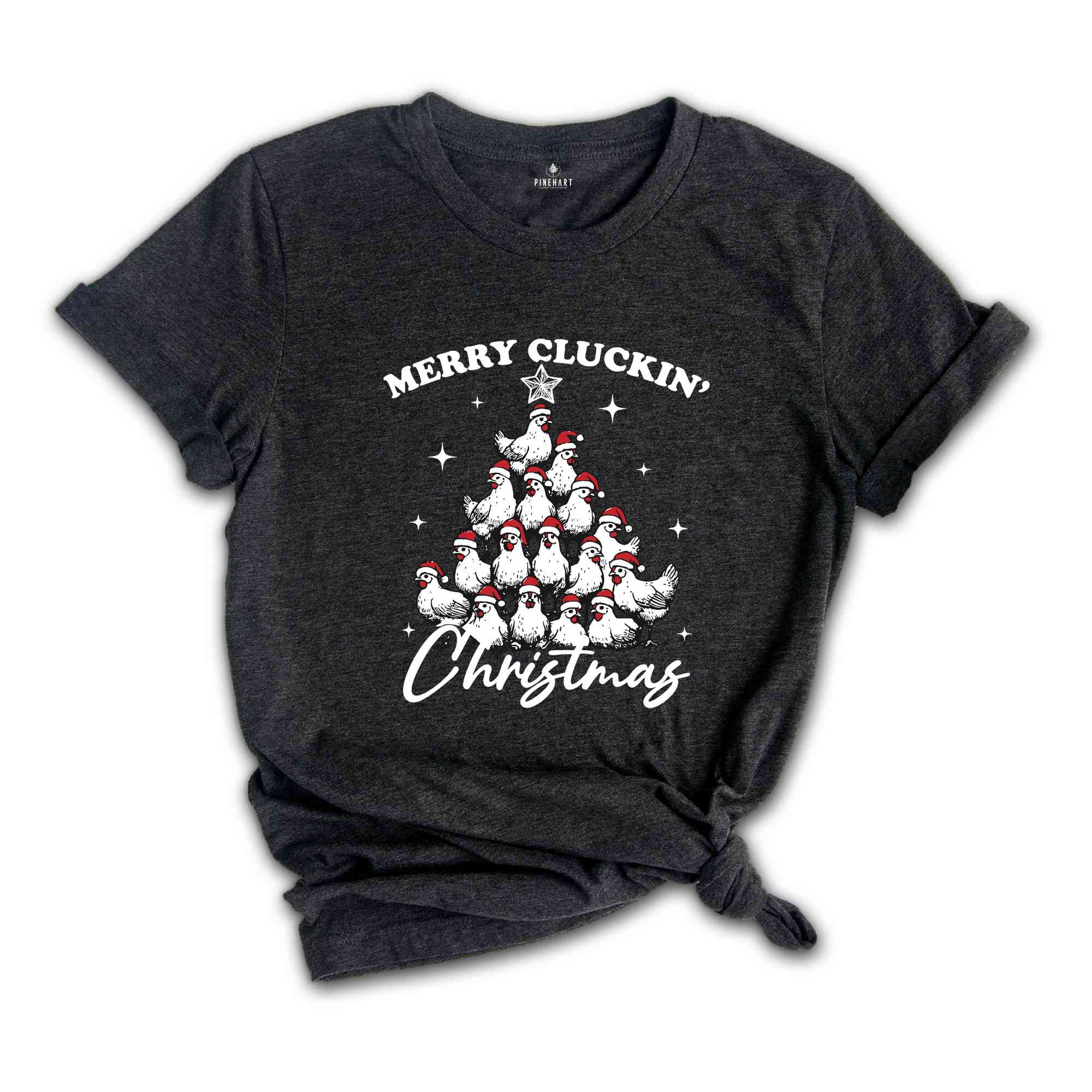 Merry Cluckin' Christmas Shirt, Christmas Farmhouse T-Shirt, Merry Christmas Chickens Tee, Christmas Farm Gift, Festive Chicken Holiday