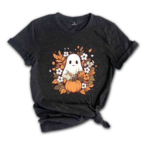 Retro Halloween Pumpkin Shirt, Vintage Floral Halloween Shirt, Retro Ghost Shirt, Vintage Ghost Shirt, Halloween Gifts