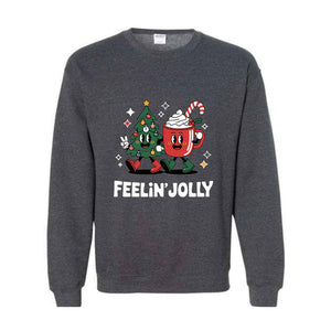 Feeling Jolly Christmas Sweatshirt, Retro Christmas Sweat, Christmas Mom Sweatshirt, Funny Christmas Tee