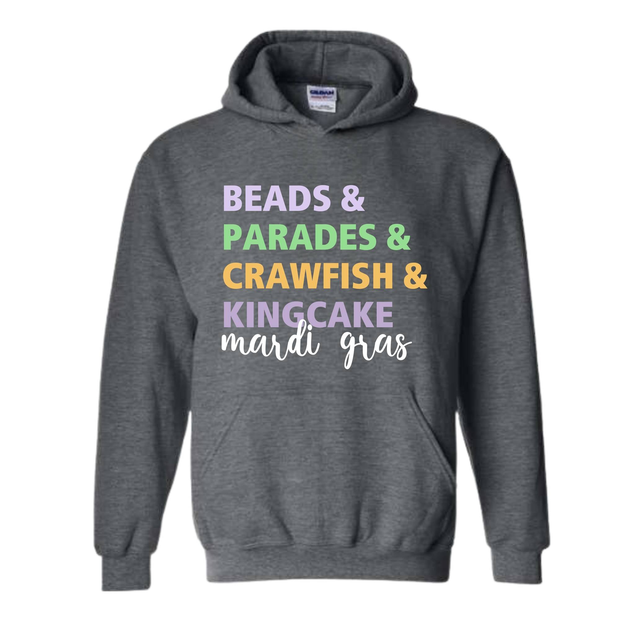 Beads Parades Crawfish Kingcake Mardi Grags Sweatshirt, Trendy Mardi Gras Carnival Hoodie, Funny Shenanigans Hoodie, Cute Parade Hoodie