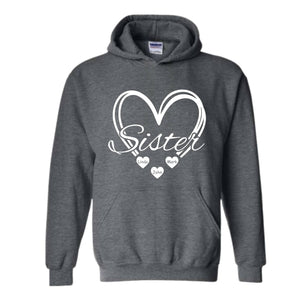 Custom Sisters Sweatshirt, Sisters Heart Sweatshirt, Names In Heart Hoodie, Personalized Sweatshirt, Sister Day Hoodie