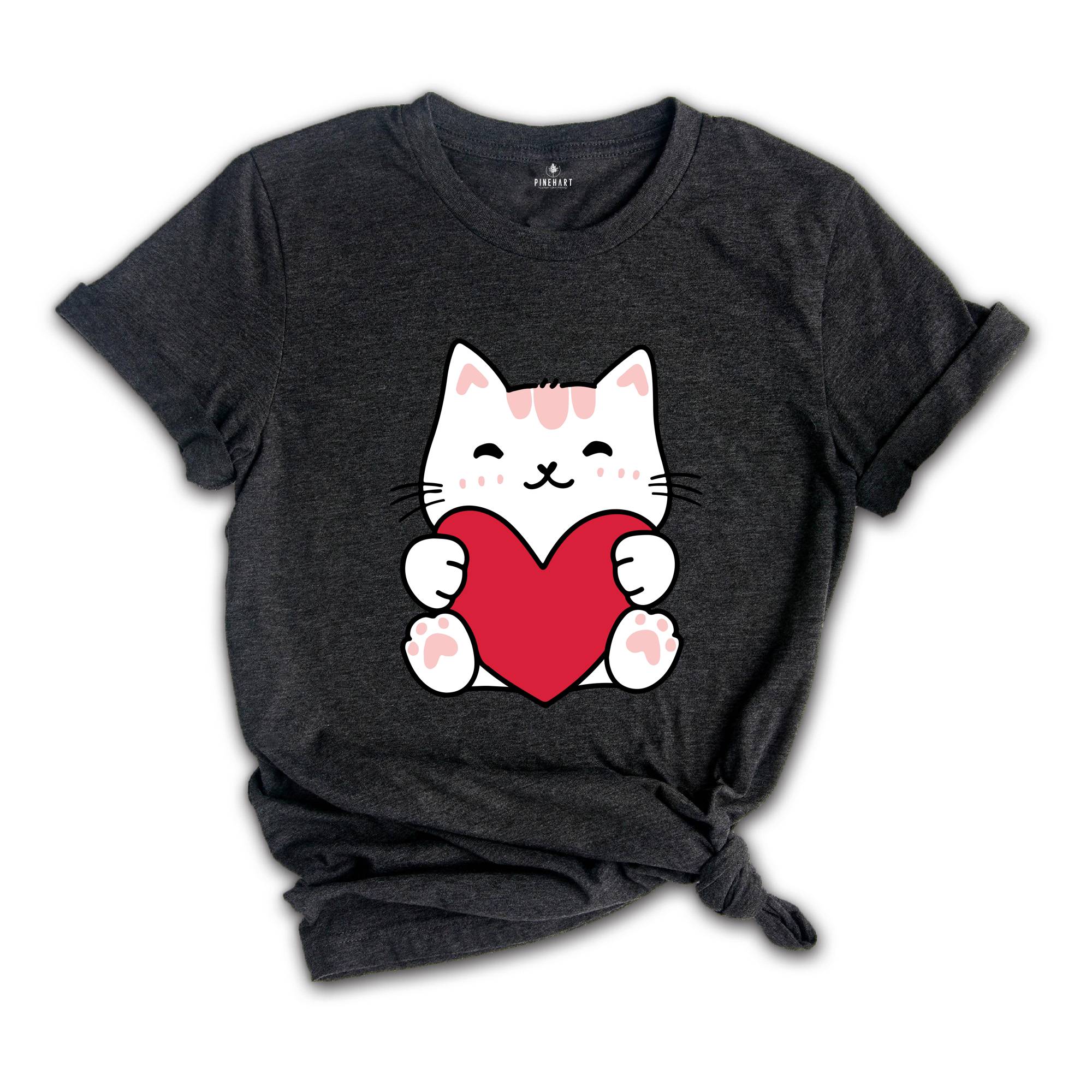 Cat Valentine Day Shirt, Valentines Day Gift, Cat Lover Tee, Cat Mom Tshirt, Valentine Cat Lover Shirt