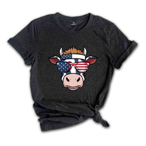 Oh My Stars Cow Shirt, Highland Cow shirt, Highland Cow With 4th July, American Flag Shirt, Fourth Of July Tee, Independence Day