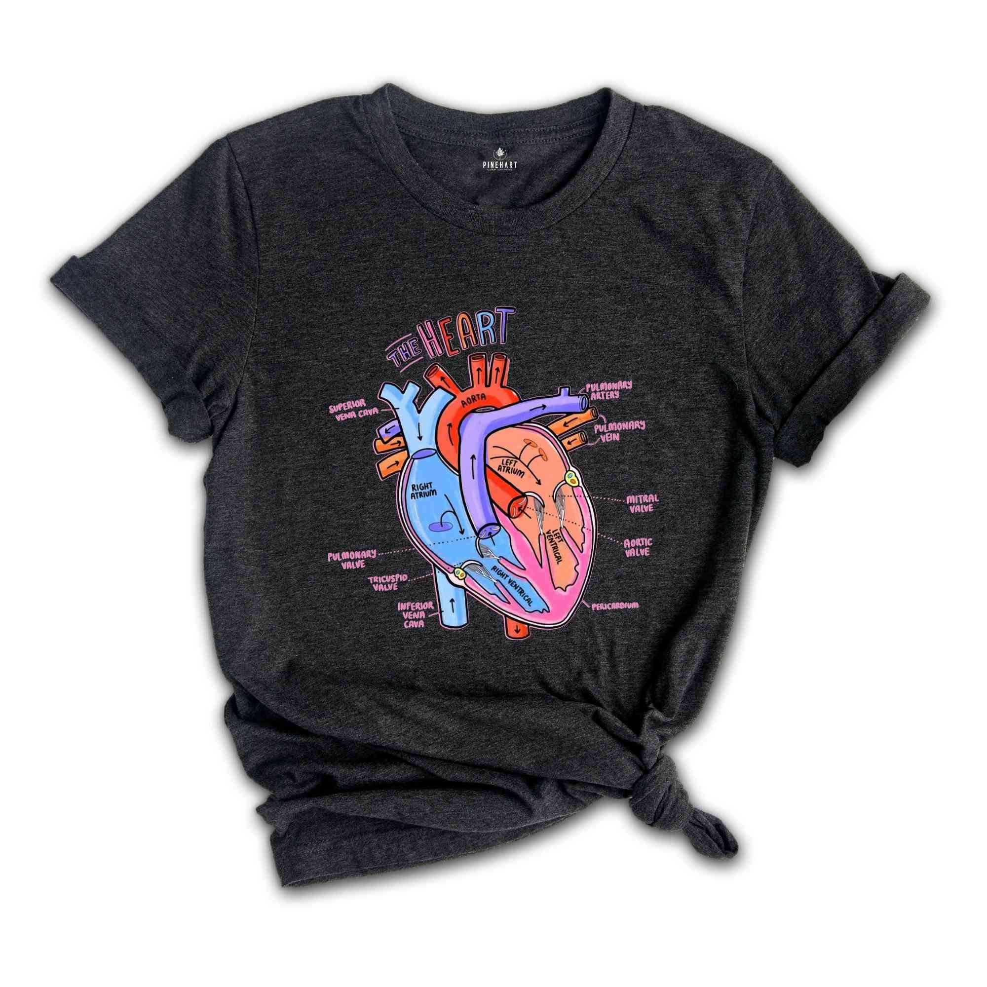 Heart Anatomy Shirt, Nurse Shirt, Anatomy Shirt, Cardiac Nurse Shirt, Cardiologist Anatomical Heart Shirt, Nursing Student,Heart Nurse Shirt