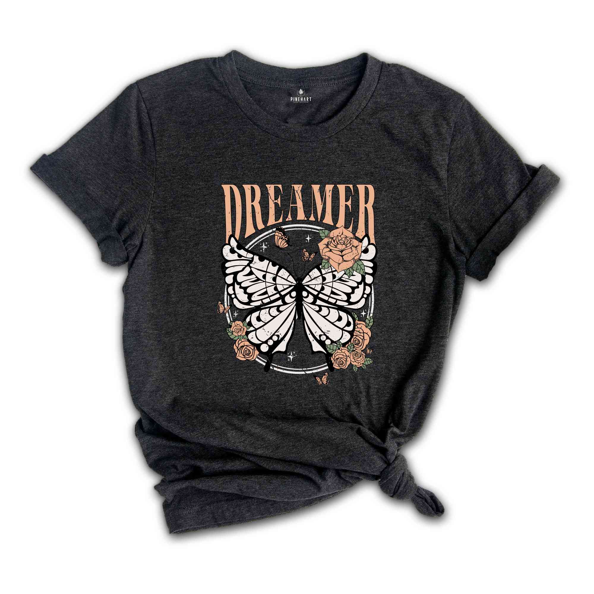 Retro Shirt, Dreamer Shirt, Dreamer Tee, Butterfly Shirt, Retro Graphic Tees, Save the Bees, Boho Shirts, Bohemian Shirts, 90s Shirt