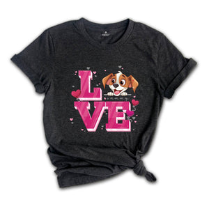 Cute Dog Valentine Shirt, Personalized Dog Valentines Day T Shirt, Custom Dog Shirt, Dog Lover Valentine Tees, Valentines Day Gift Shirt