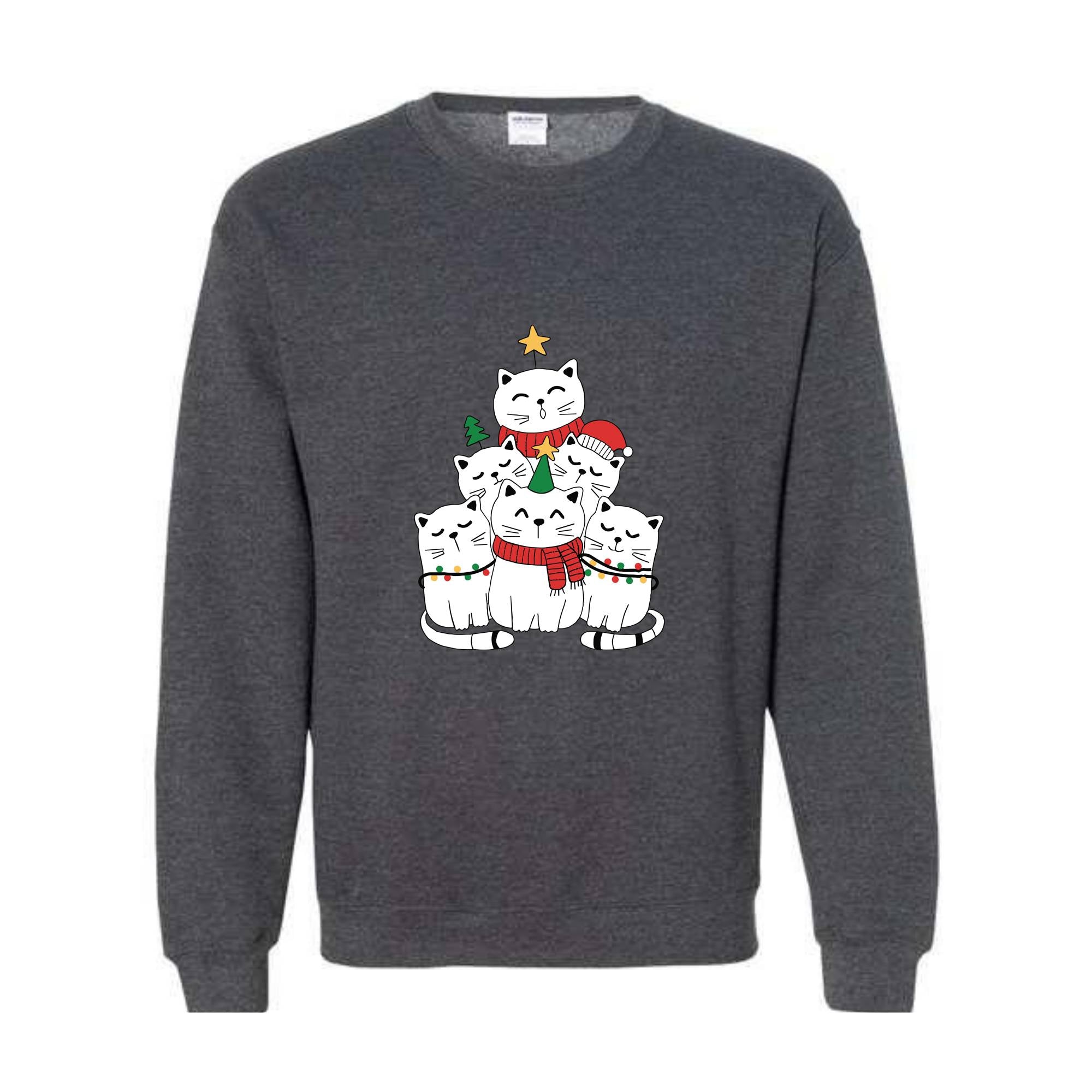 Christmas Cat Tree Sweatshirt, Christmas Cats Hoodie, Meowy Christmas Sweatshirt, Cat Lover Gifts, Holiday Sweater