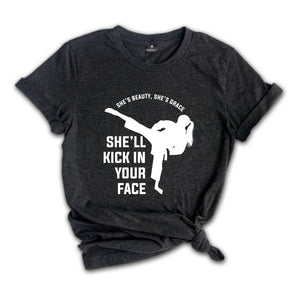 She's Beauty She's Grace Shirt, Karate Girl T Shirt, Karate Fighter Girl Shirt, Karate Lover Tee, Karate Lover Gift, Karate Mom Tee