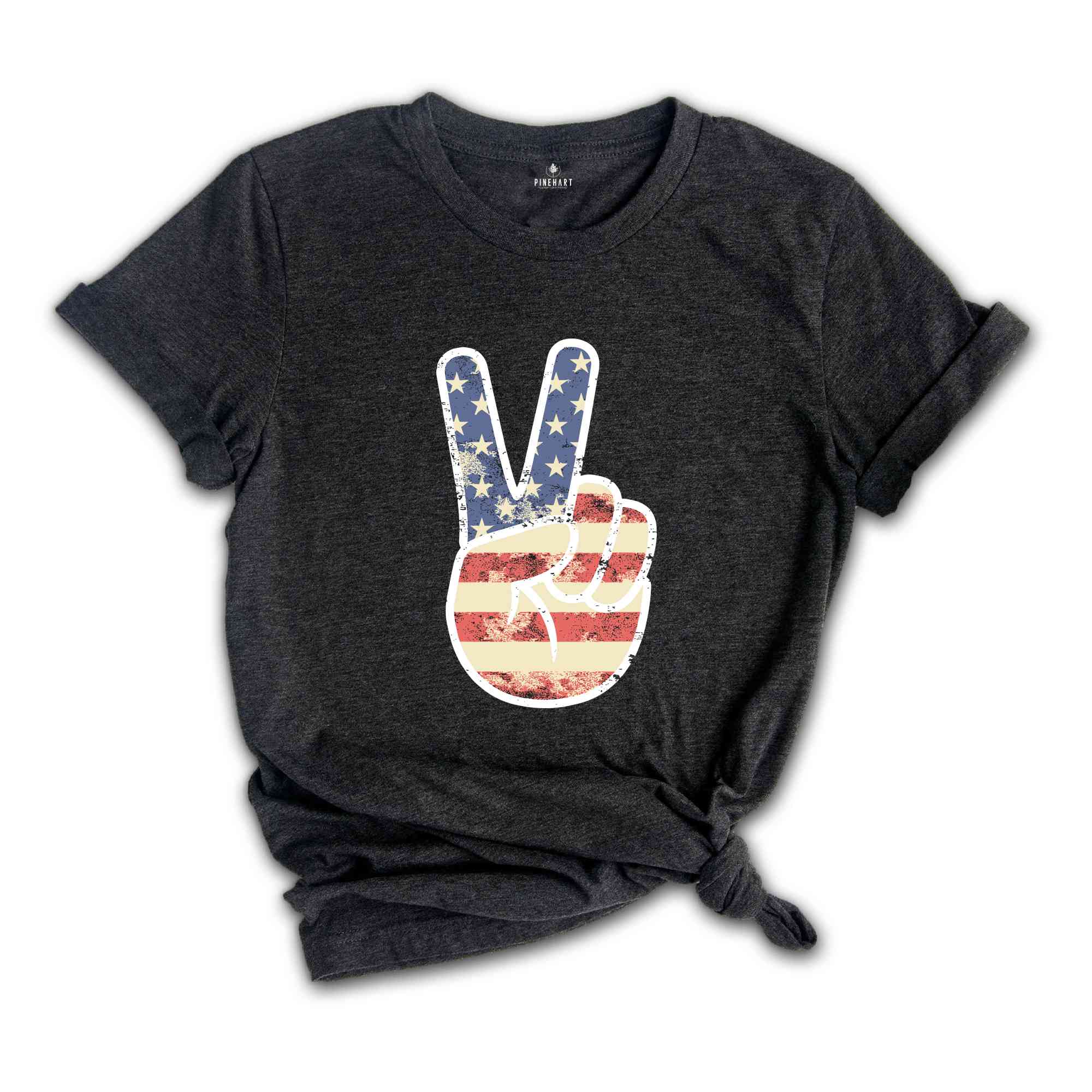 America Peace T-Shirt, America Shirt, Patriotic Shirt, Peace Sign Tee, 4th Of July Celebrations Shirt, Independence Day Shirt