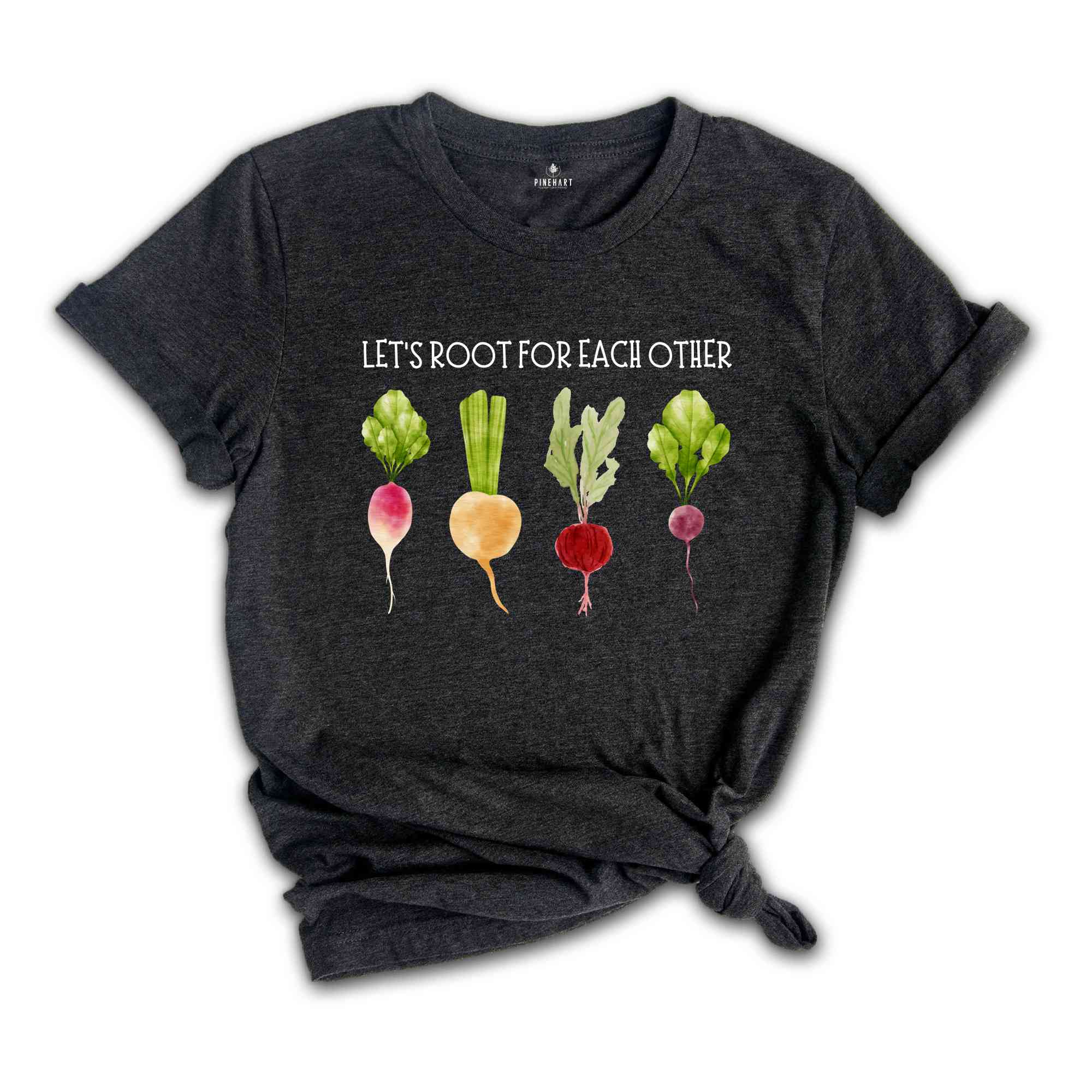 Lets Roots For Each Other Vegetable Shirt, Uplifting Tshirt, Gardening Tee, Turnip Gift, Carrot Outfit, Black Carrot Tee