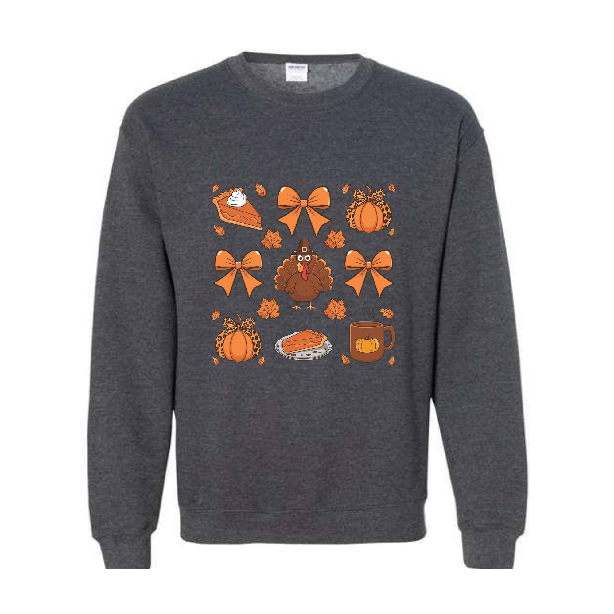 Thanksgiving Coquette Bow Shirt, Turkey Coquette Sweater, Cute Autumn Shirt, Fall Graphic Sweat, Thanksgiving Tee, Pumpkin Coquette Shirt