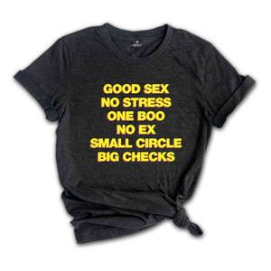 Good Sex No Stress One Boo No Ex Small Circle Big Checks Shirt, Sarcastic Shirts, Vintage Shirts, Inspirational Shirt