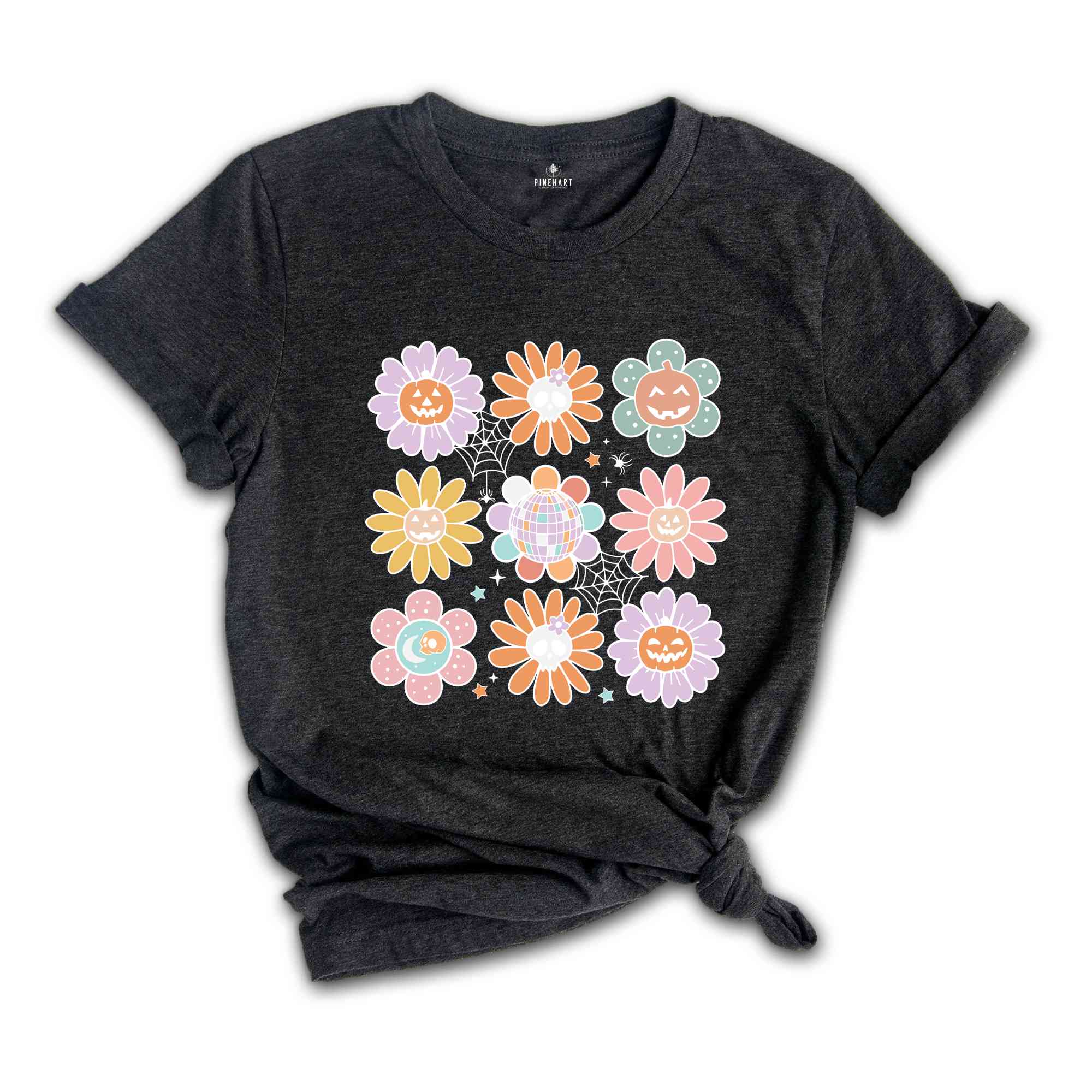 Retro Pumpkins And Flowers Shirt, Pumpkins Shirt, Halloween Shirt, Halloween Vibes Shirt, Fall Vibes Shirt, Retro Fall Shirt, Pumpkin Flower