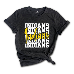 Team Mascot Shirt, Indians Team Shirt, Indians Team Spirit Shirt, Indians Fan Shirt, Indians School Shirt, Indians School Spirit