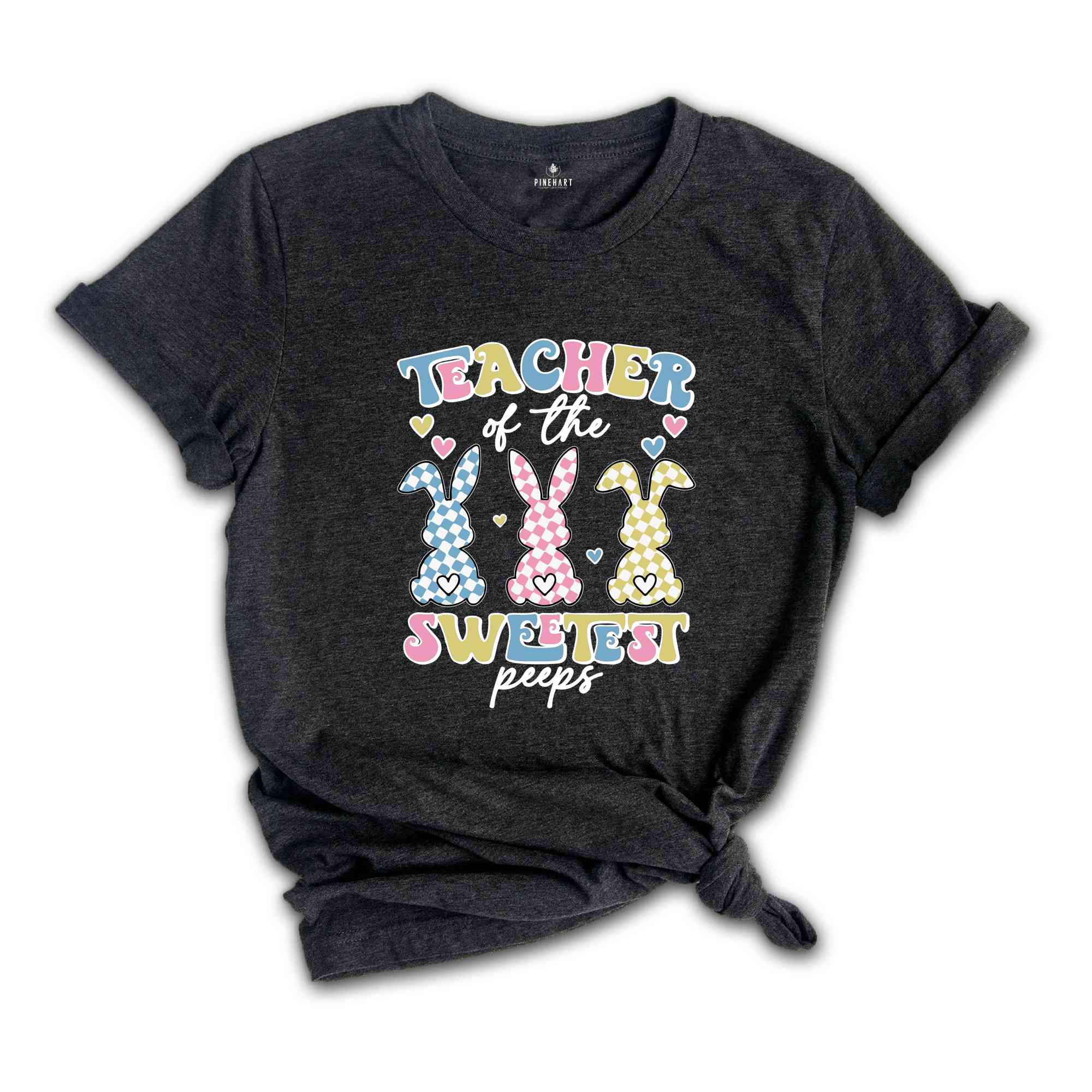 Teacher Of The Sweetest Peeps Shirt, Funny Teacher Easter Tshirt, Easter Rainbow with Bunny Ears Shirt, Easter Tee