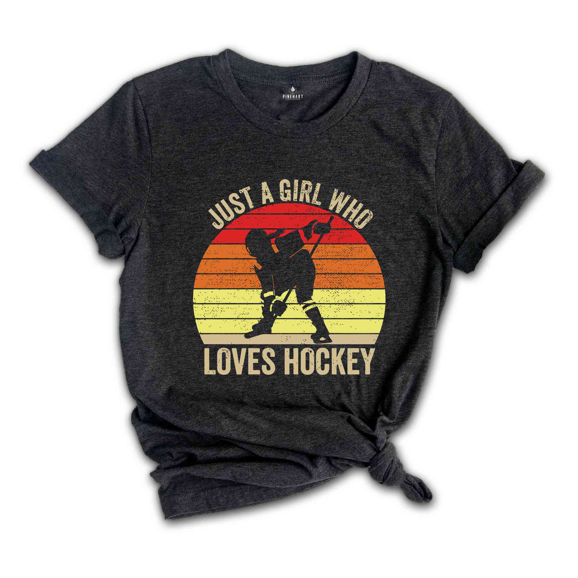 Just A Girl Who Loves Hockey T-Shirt, Minimalist Hockey Player Shirt, Match Day Tee, Gift For Hockey Lover