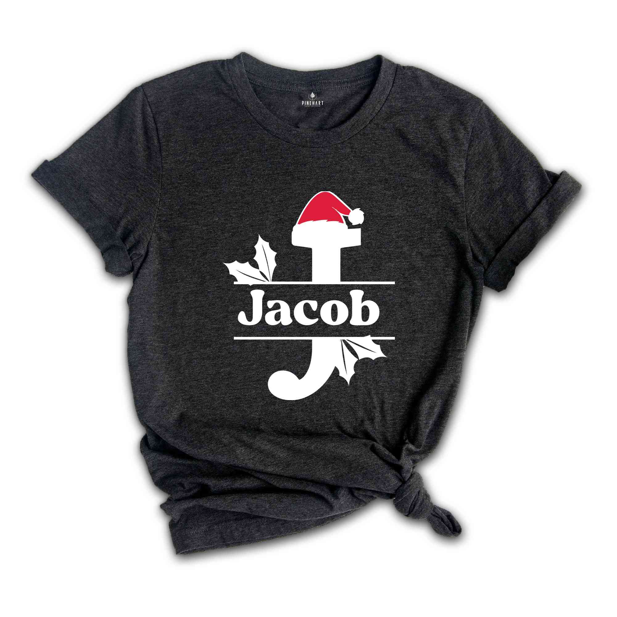 Christmas Custom Name Initial Shirt, Xmas Matching Pajama Shirt, Family Christmas Shirt, Personalized Christmas Couple Shirt, Christmas Tee