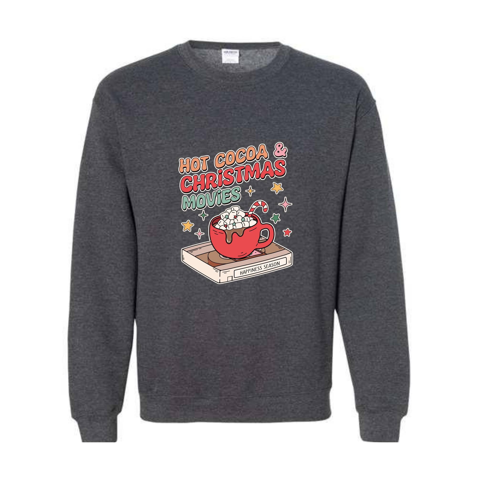 Hot Cocoa & Christmas Movies Sweatshirt, Christmas Sweatshirt, Retro Christmas Sweatshirt, Christmas Couple Sweatshirt