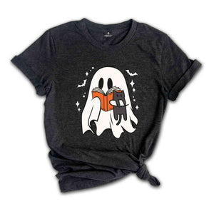 Cute Bookish Ghost Shirt, Boo Shirt, Halloween Librarian Shirt, Spooky Season Shirt, Bookworm Gift, Ghost Reading Book Shirt, Spooky Shirt