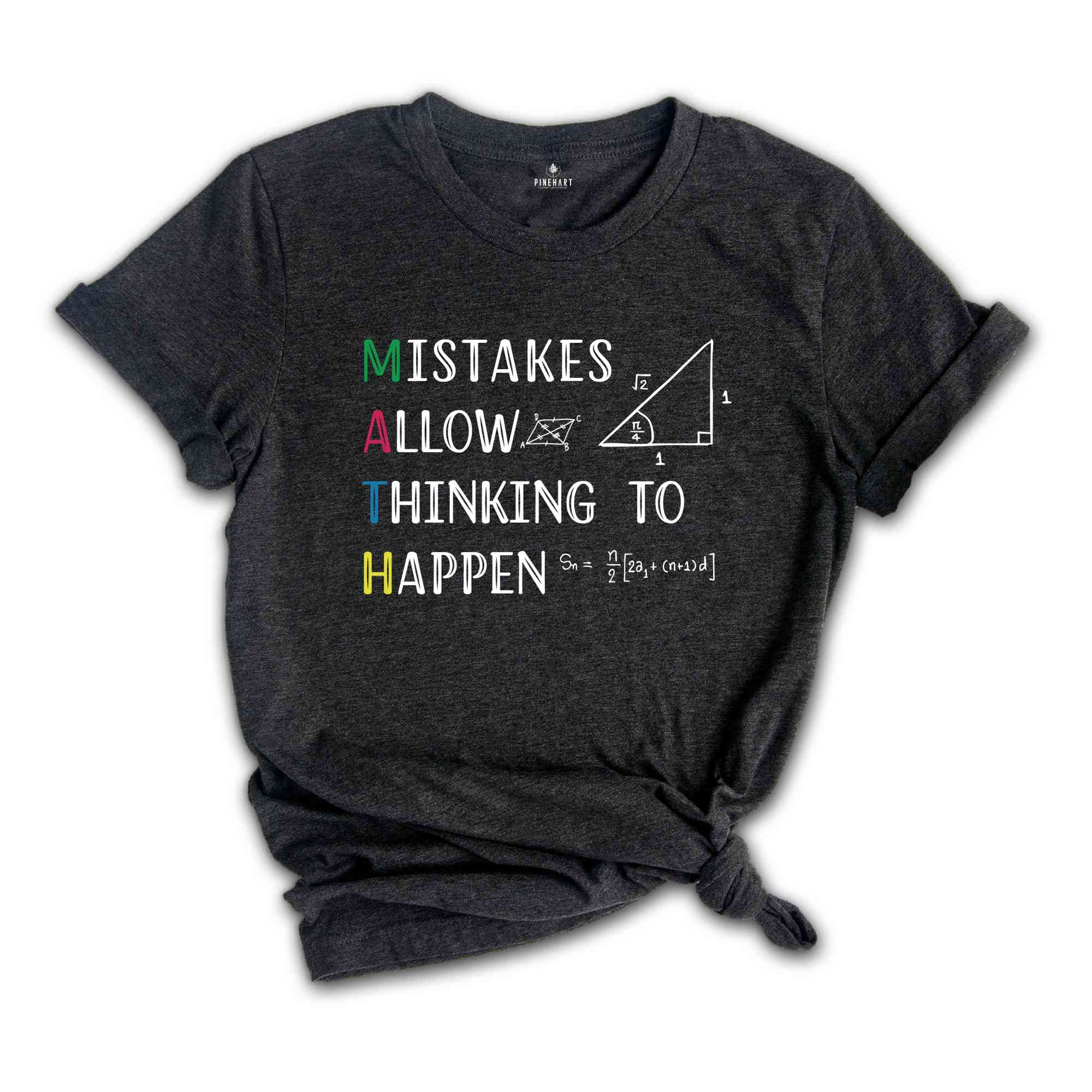 Mistakes Allow Thinking to Happen Shirt, Funny Teacher Gift, Kindergarten Teacher Tee, Math Lover Shirt, Prek Shirt, Teacher Gift